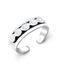 Toe Ring with Wavy Design and Rhinestone TR-169